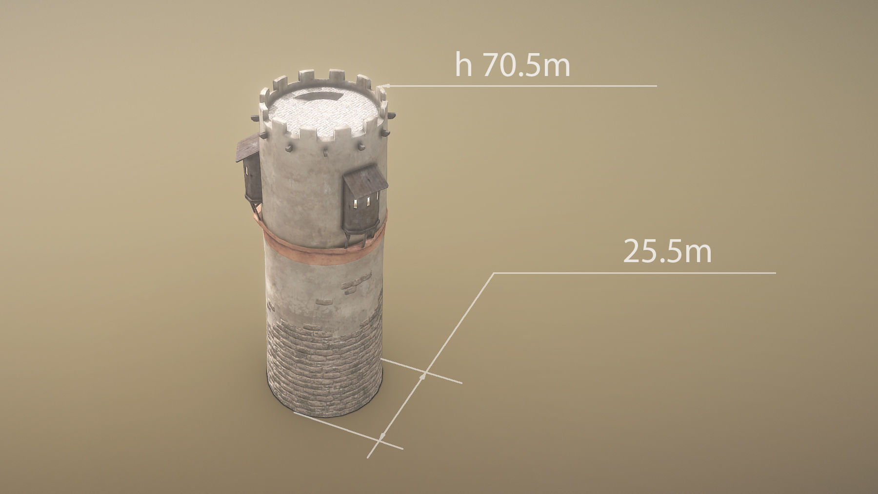 Medieval DRAGON Tower 04 Low-poly 3D model_5