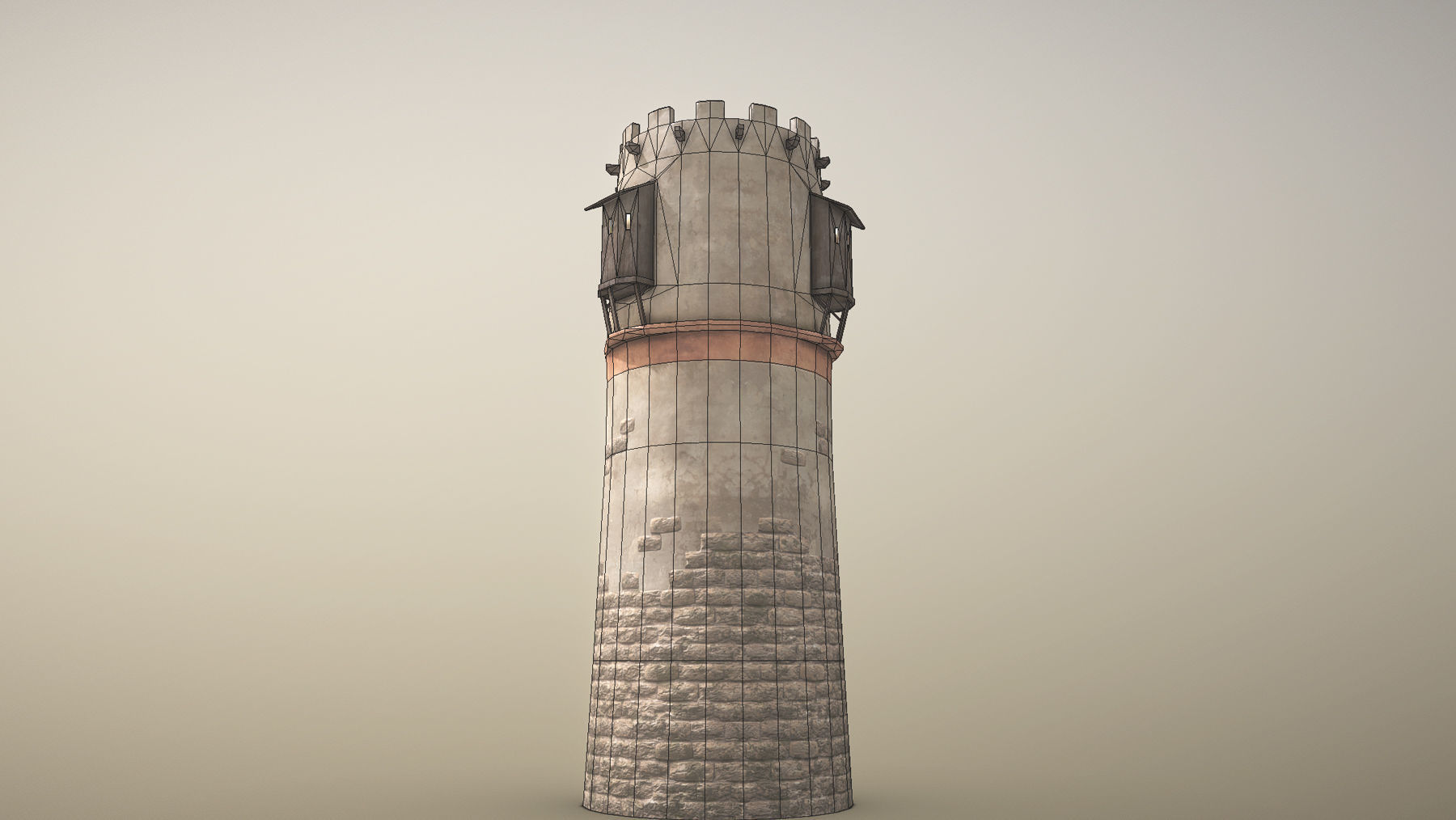 Medieval DRAGON Tower 04 Low-poly 3D model_9
