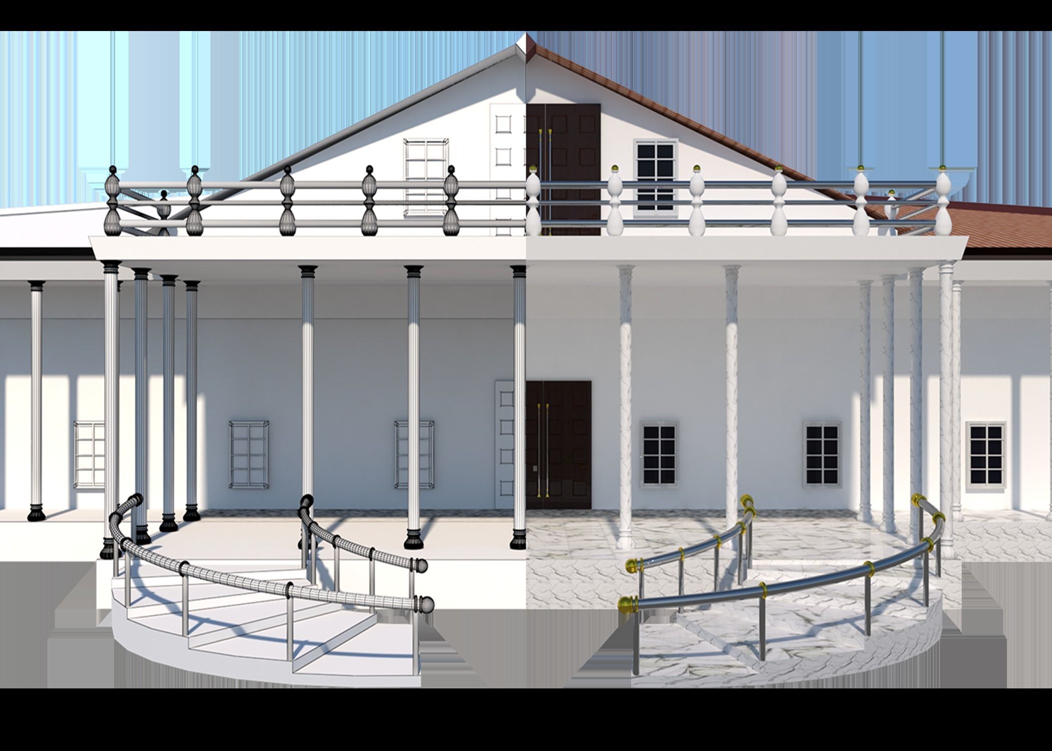 TOWN HALL Low-poly 3D model_34