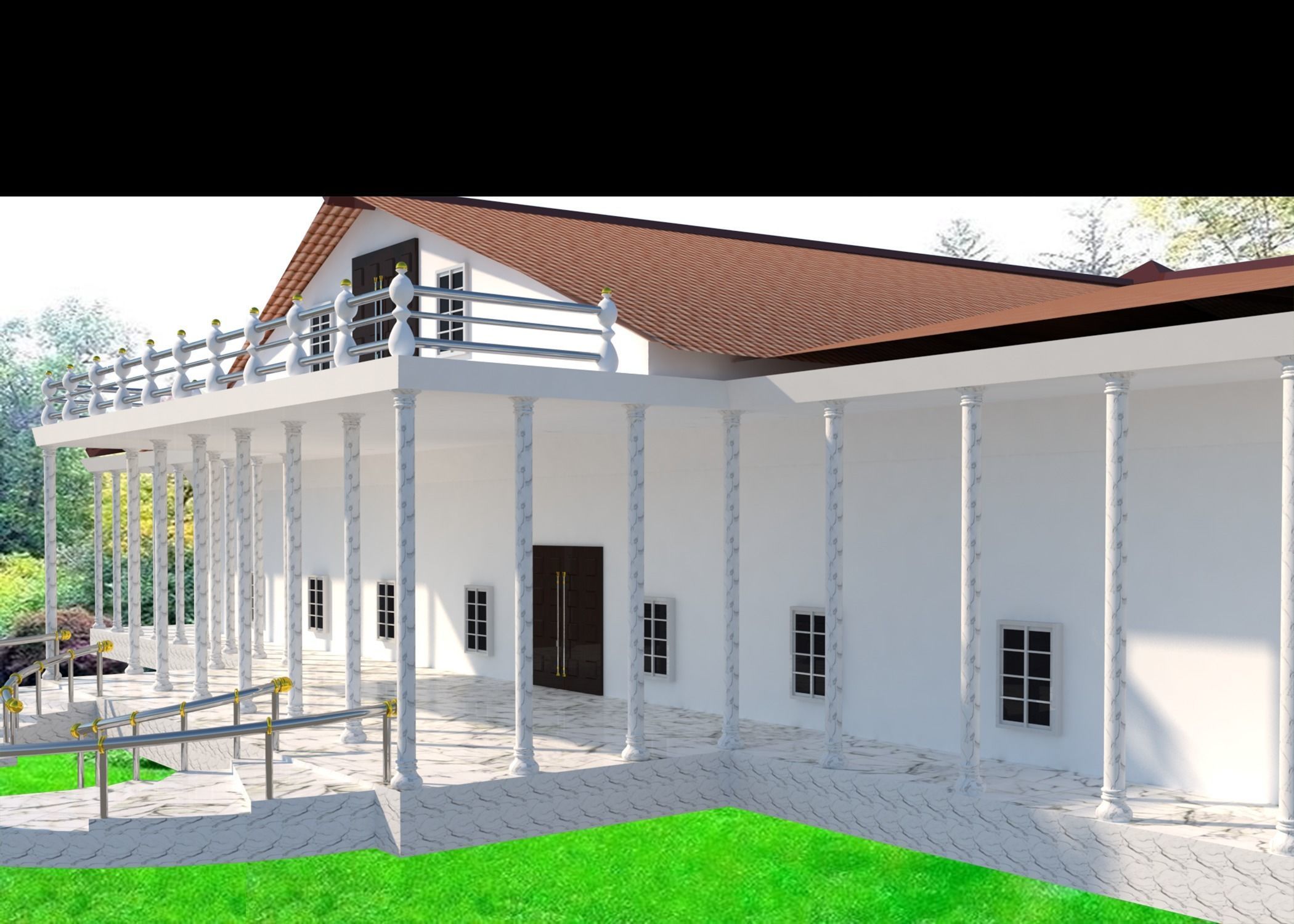 TOWN HALL Low-poly 3D model_6