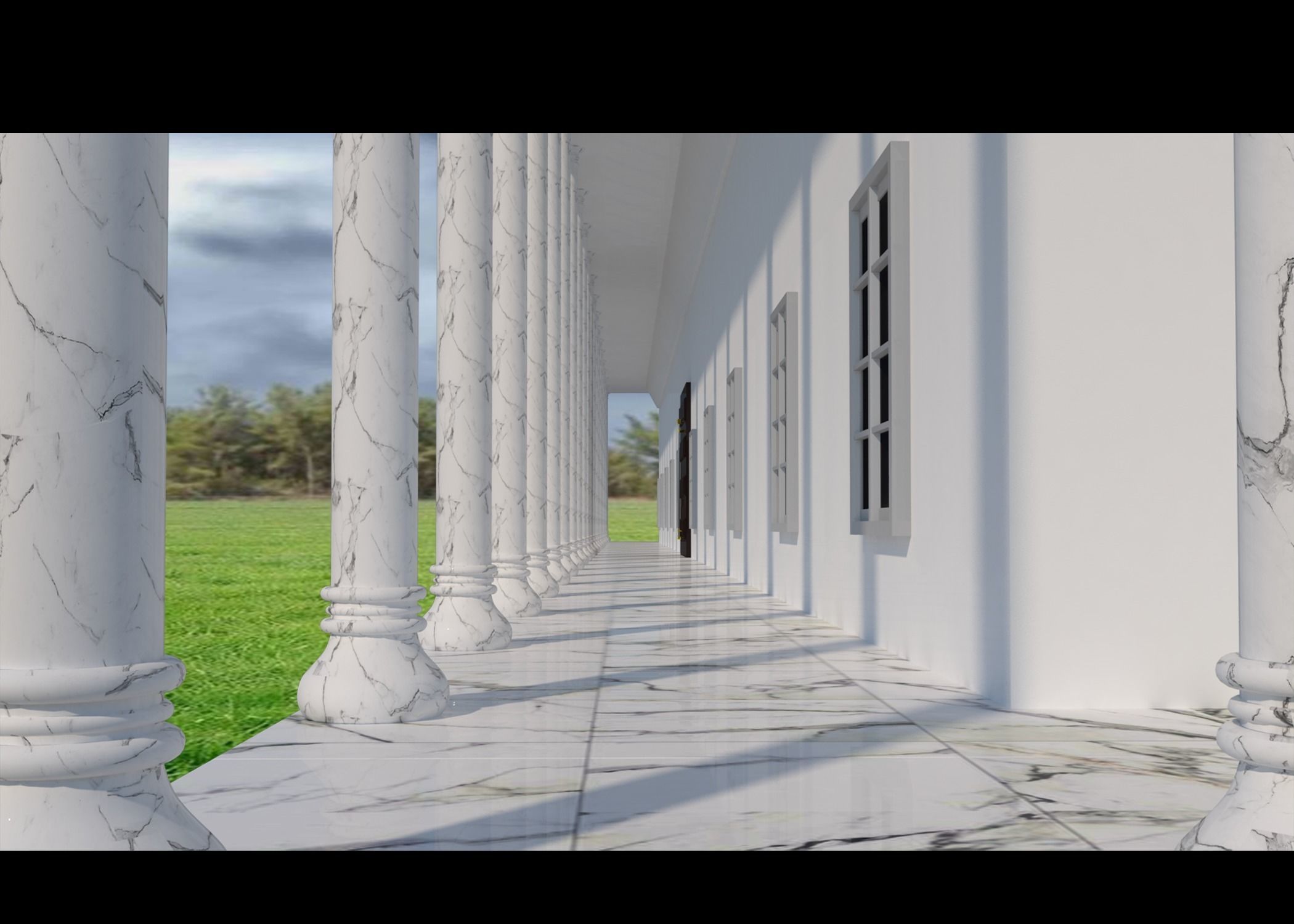 TOWN HALL Low-poly 3D model_12