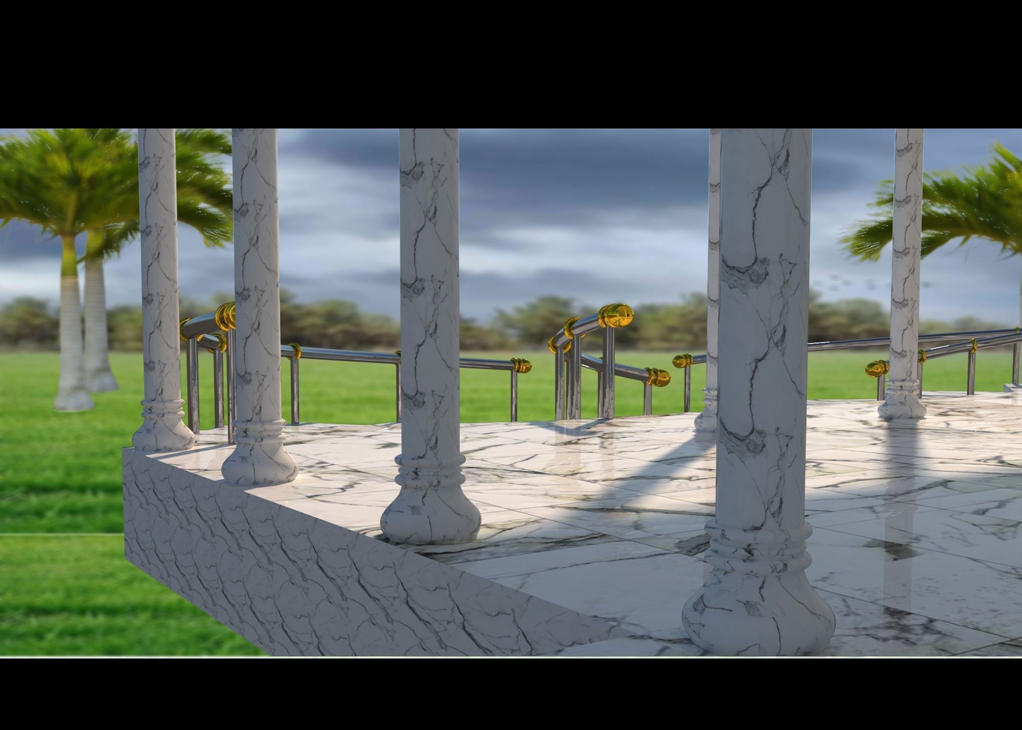 TOWN HALL Low-poly 3D model_8