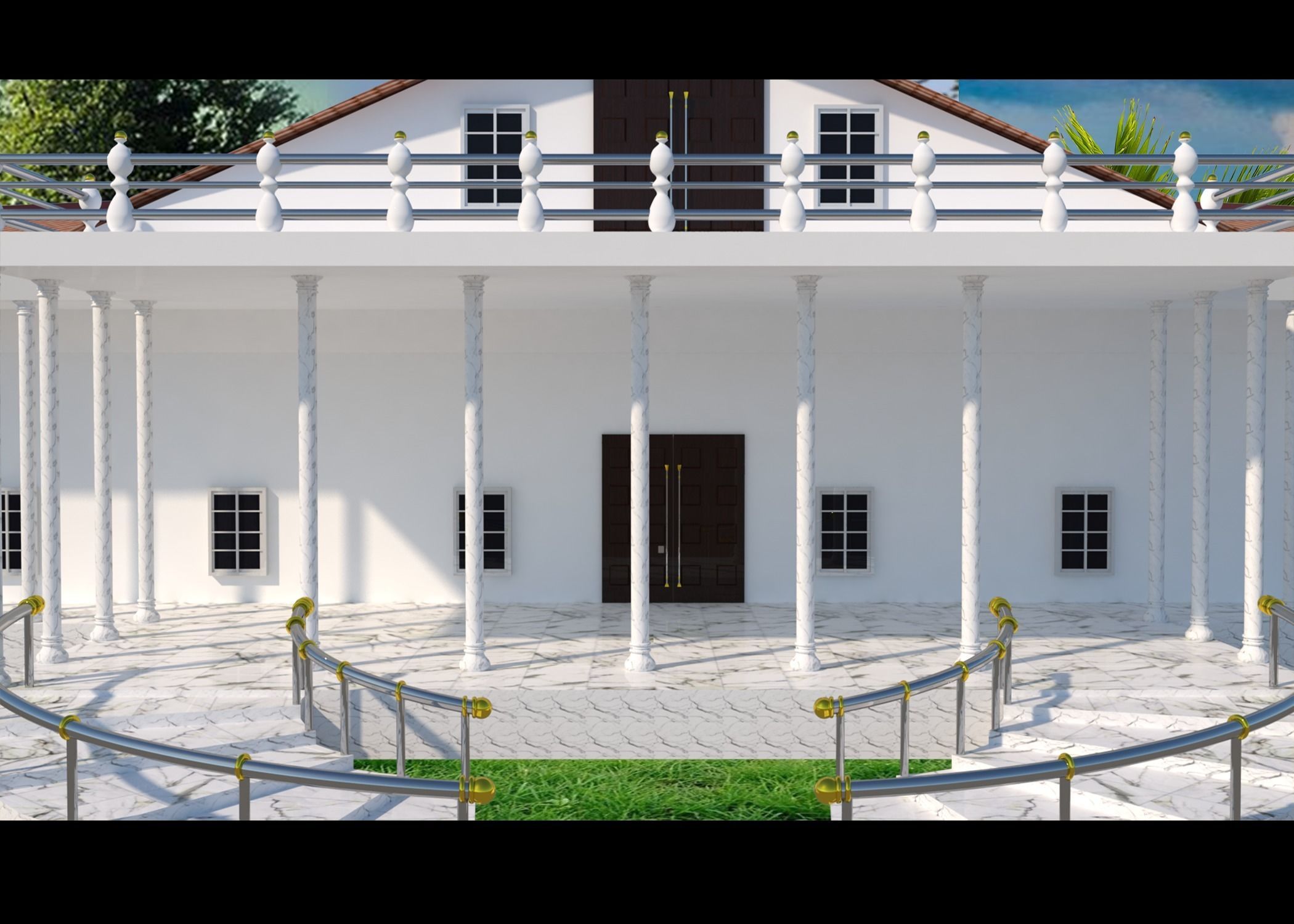 TOWN HALL Low-poly 3D model_5
