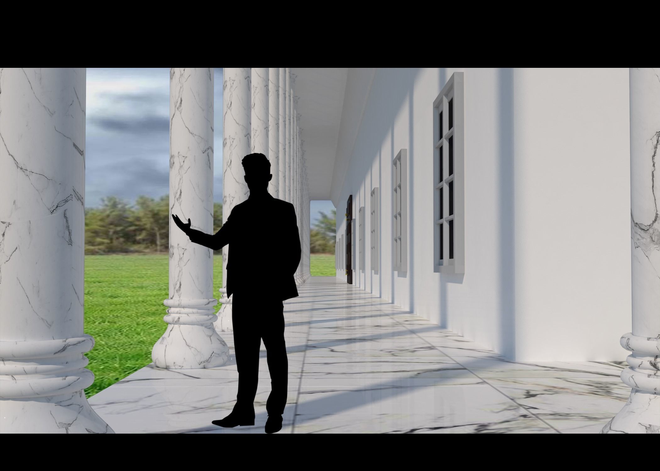 TOWN HALL Low-poly 3D model_1
