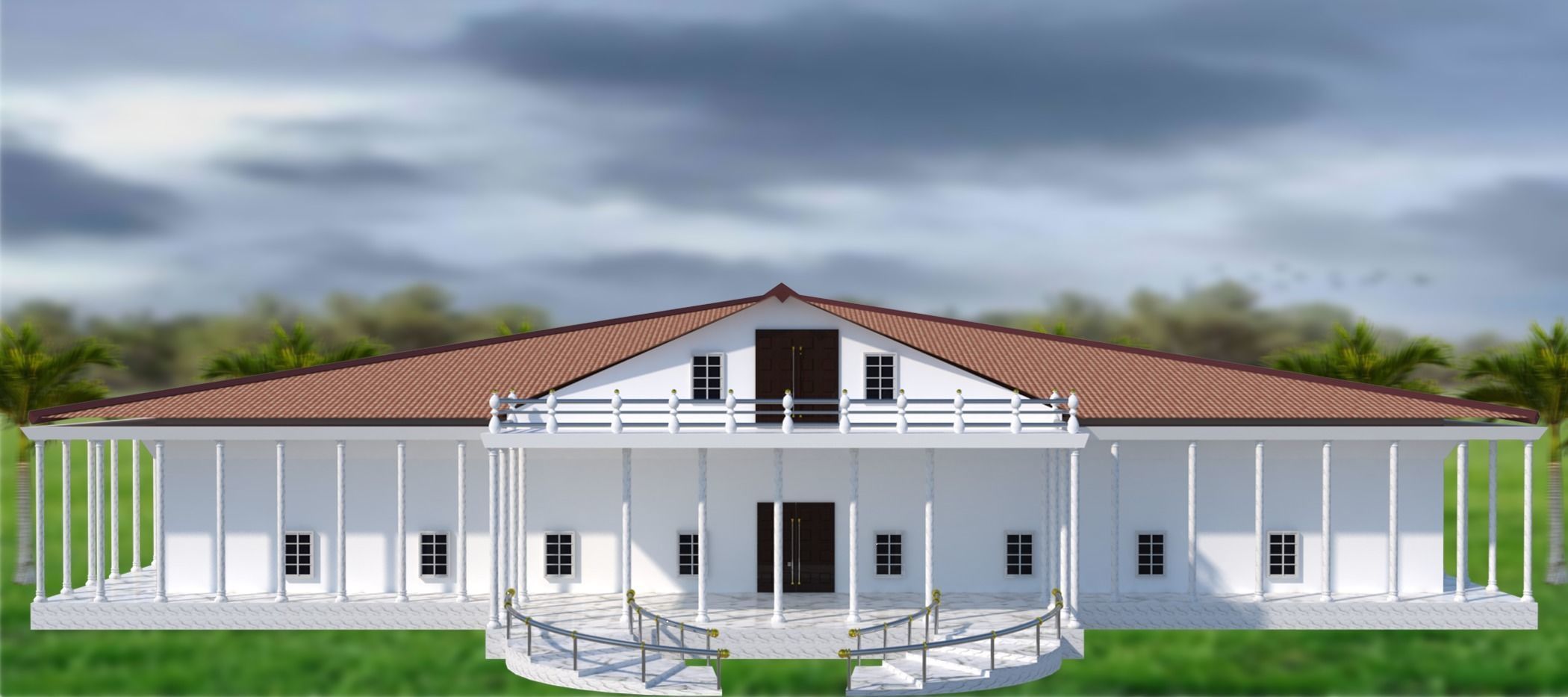 TOWN HALL Low-poly 3D model_7