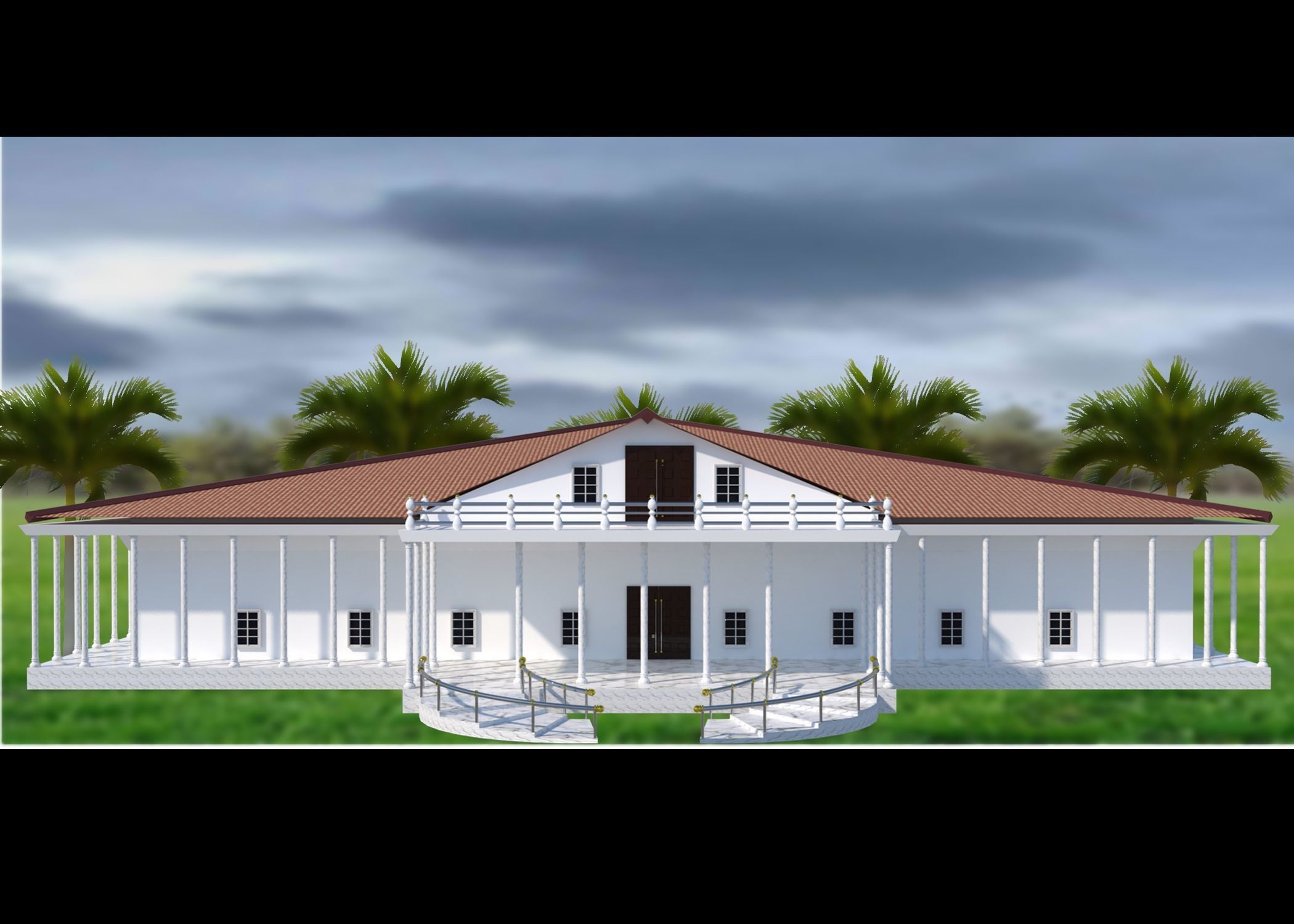 TOWN HALL Low-poly 3D model_4