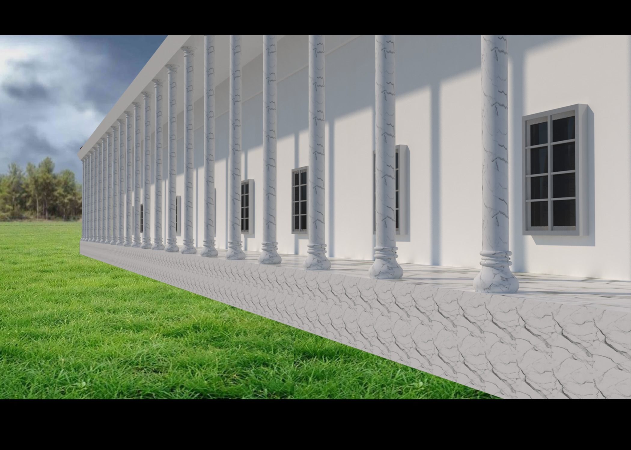 TOWN HALL Low-poly 3D model_10