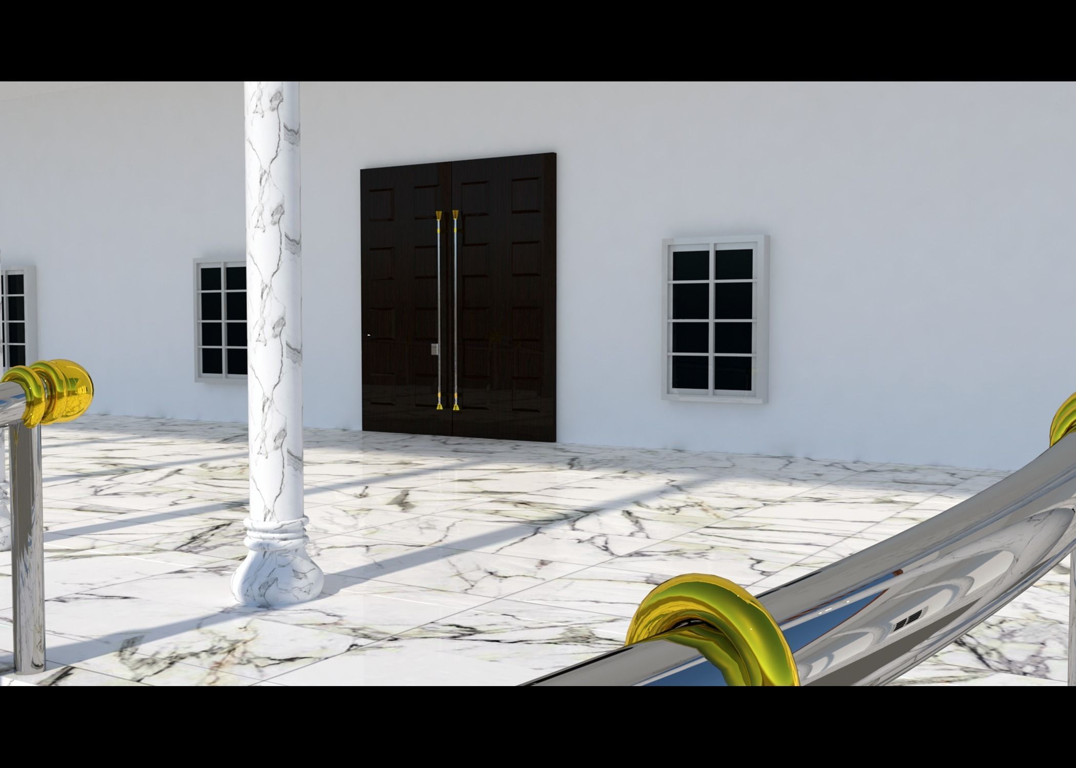TOWN HALL Low-poly 3D model_11