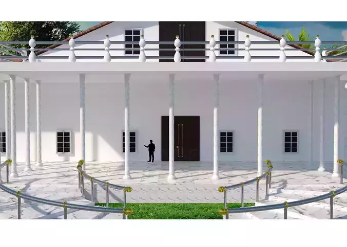 TOWN HALL Low-poly 3D model