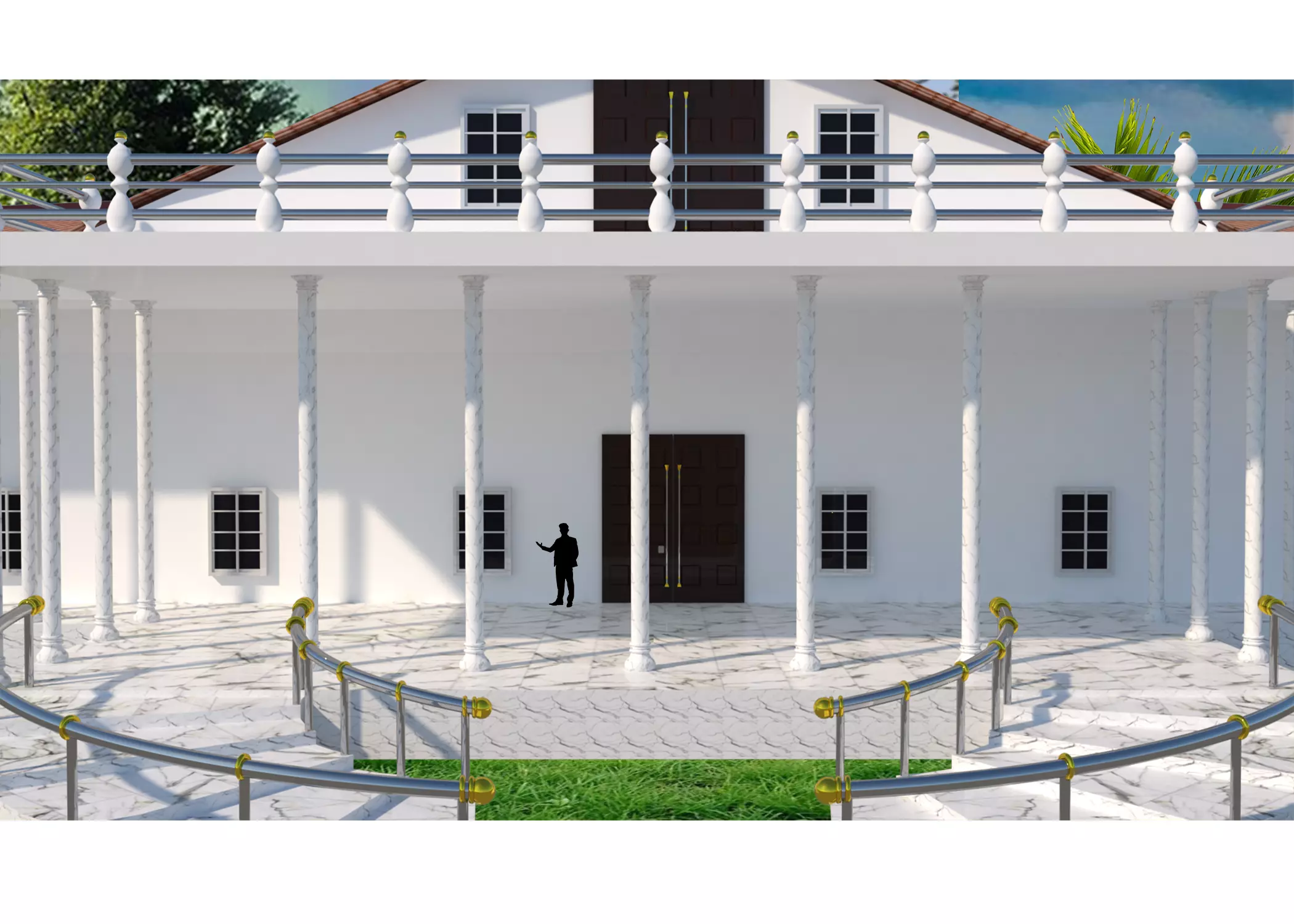 TOWN HALL Low-poly 3D model_0