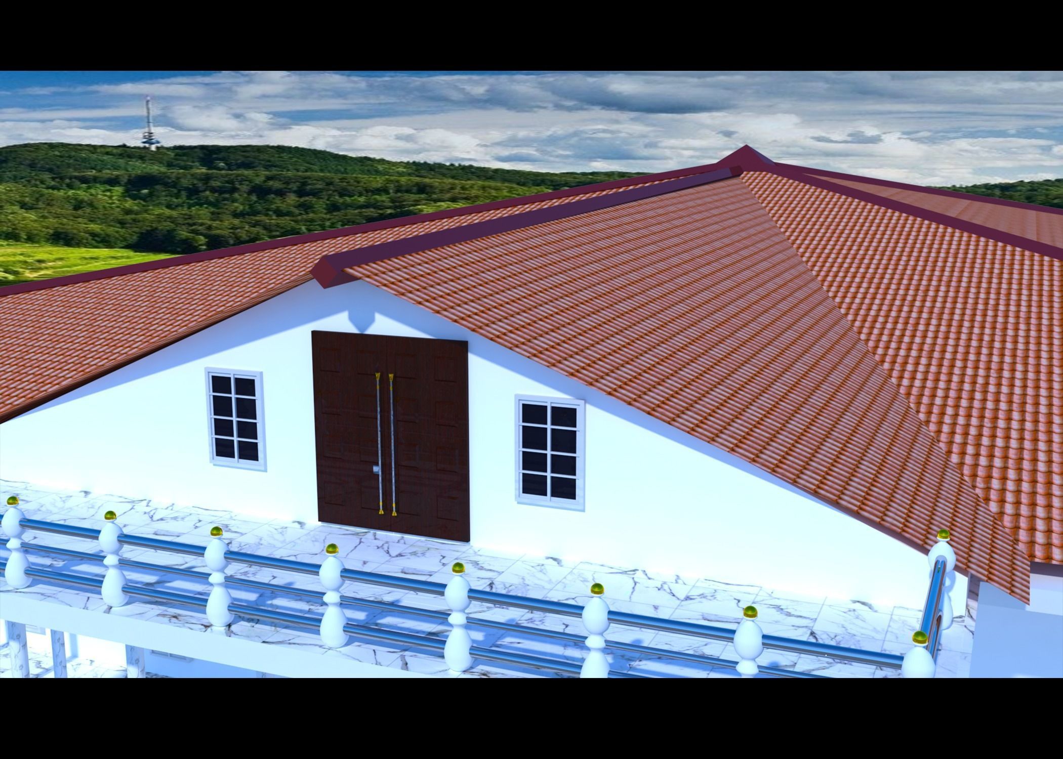 TOWN HALL Low-poly 3D model_18