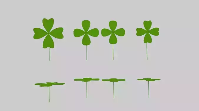 Four Leaf Clover Pack Low-poly 3D model