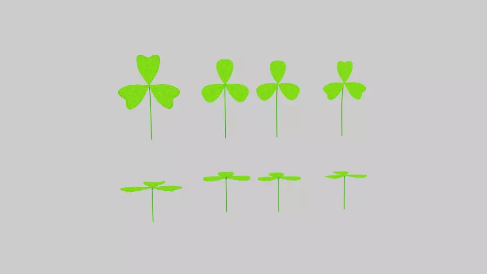 Three Leaf Clover Pack Low-poly 3D model_0