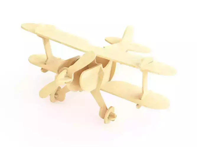 Wooden toy biplane 08