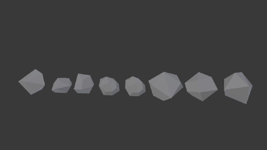 Stone Low Poly group of different shapes Low-poly 3D model_3