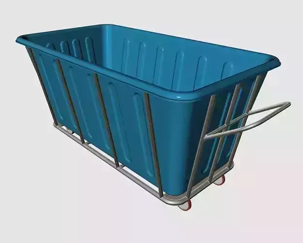 Industrial Plastic Laundry Trolley Basket On Wheels