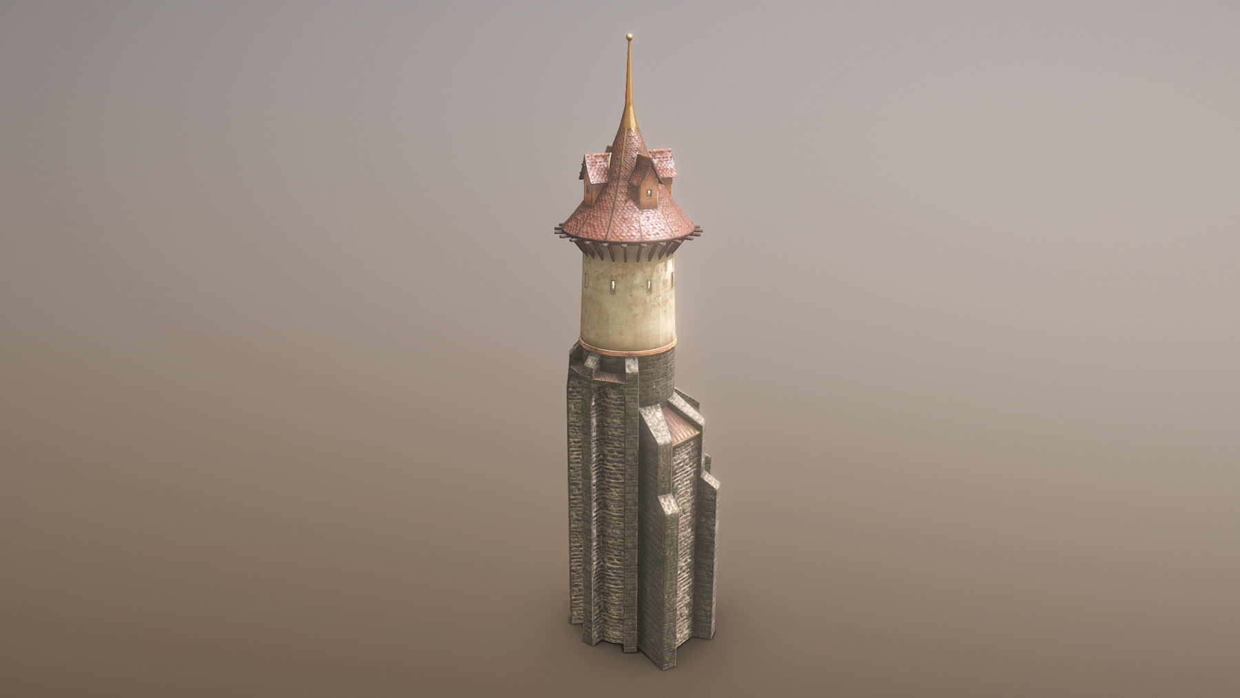 Medieval DRAGON Tower 06 Low-poly 3D model_5