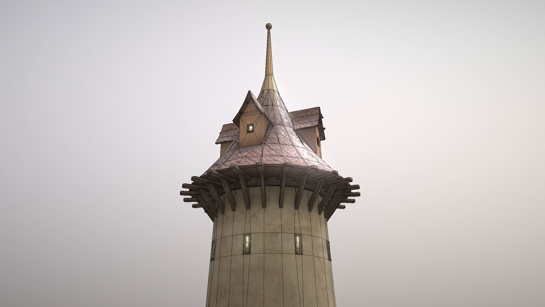 Medieval DRAGON Tower 06 Low-poly 3D model_1