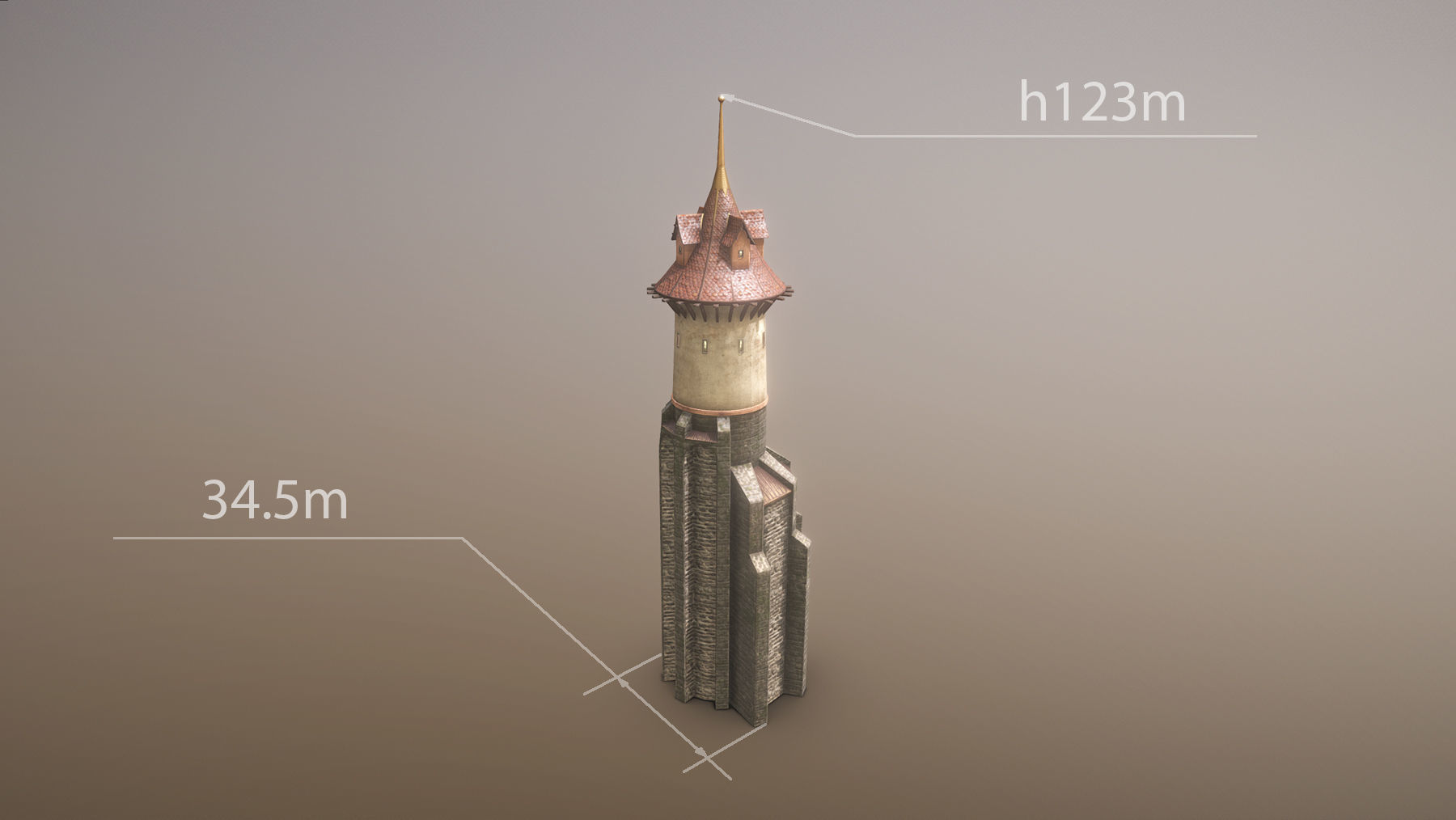 Medieval DRAGON Tower 06 Low-poly 3D model_9