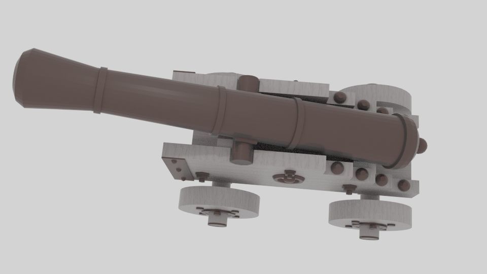 Cannon wooden Low-poly 3D model_3