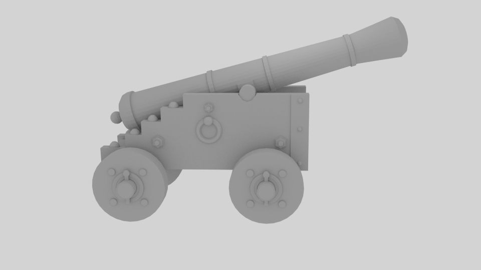 Cannon wooden Low-poly 3D model_4