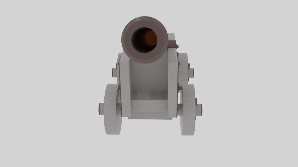 Cannon wooden Low-poly 3D model_2