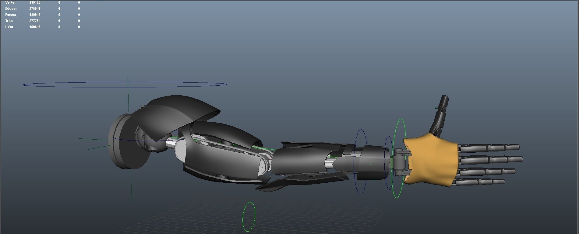 Mechanical Hand Rigged Low-poly 3D model_1