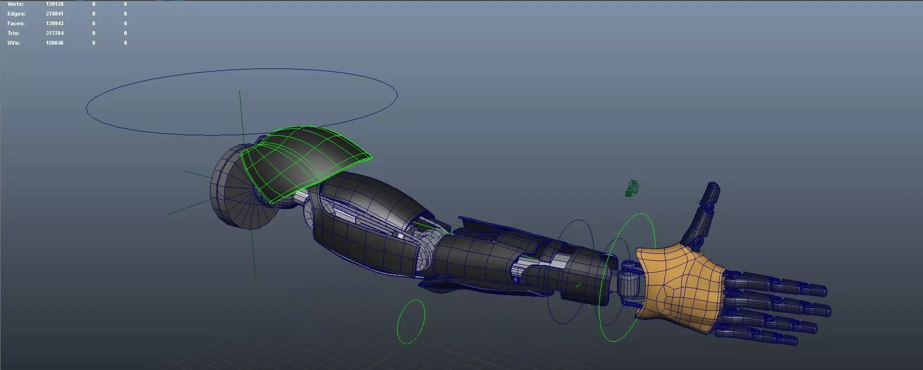 Mechanical Hand Rigged Low-poly 3D model_0