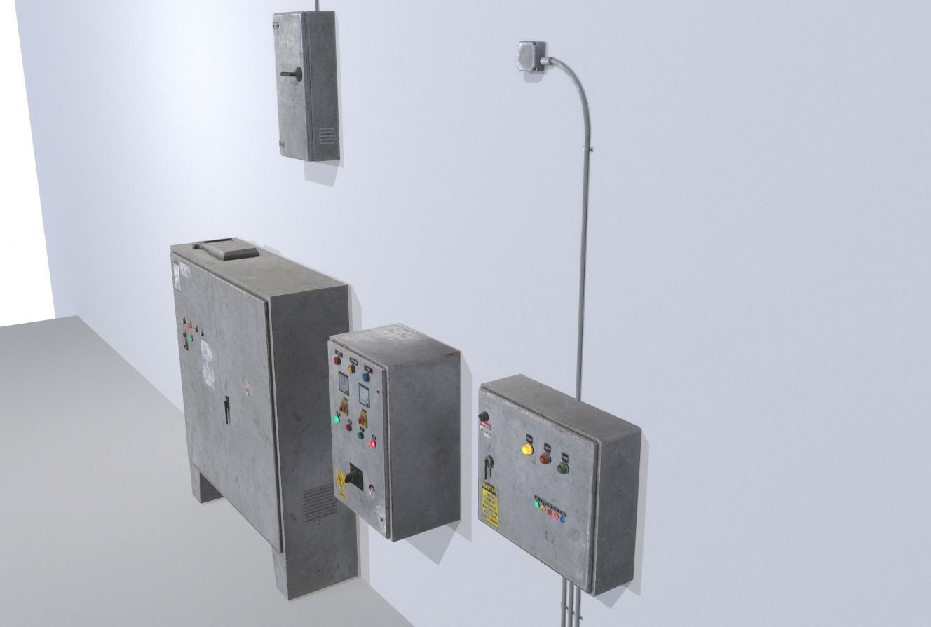 Old factory control panels Low-poly 3D model_6
