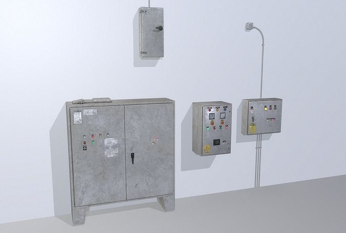 Old factory control panels Low-poly 3D model