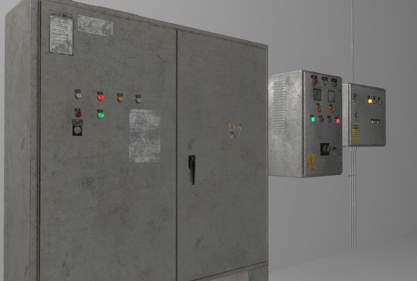 Old factory control panels Low-poly 3D model_10