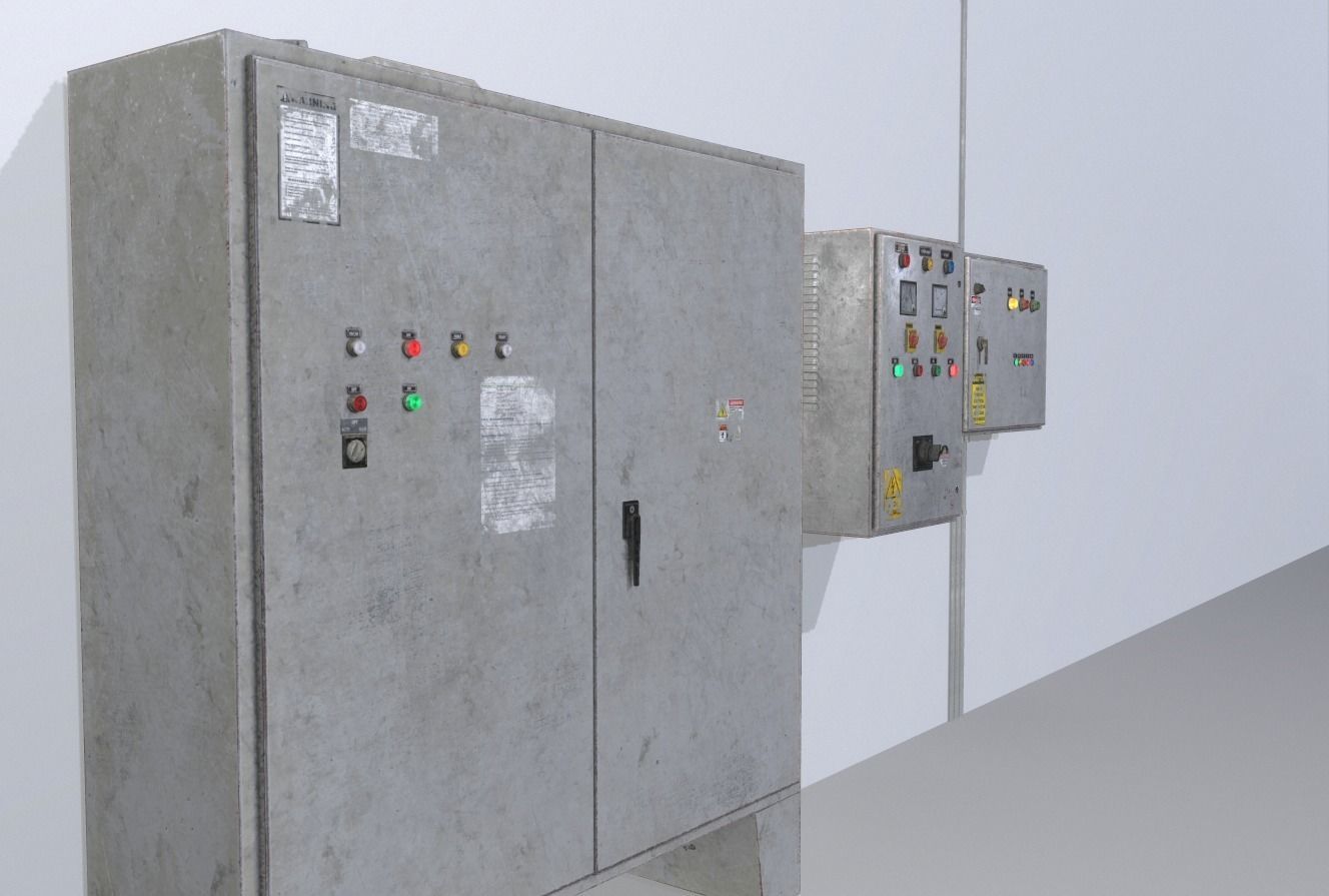 Old factory control panels Low-poly 3D model_4