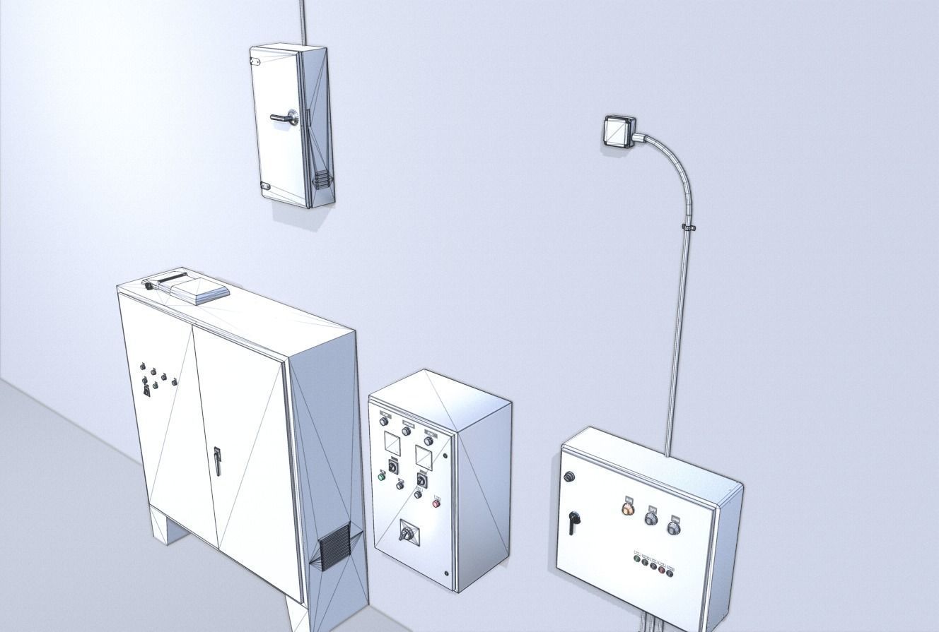 Old factory control panels Low-poly 3D model_12