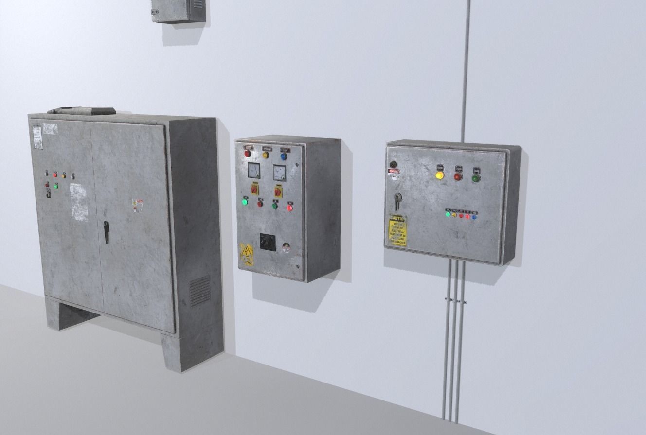 Old factory control panels Low-poly 3D model_2