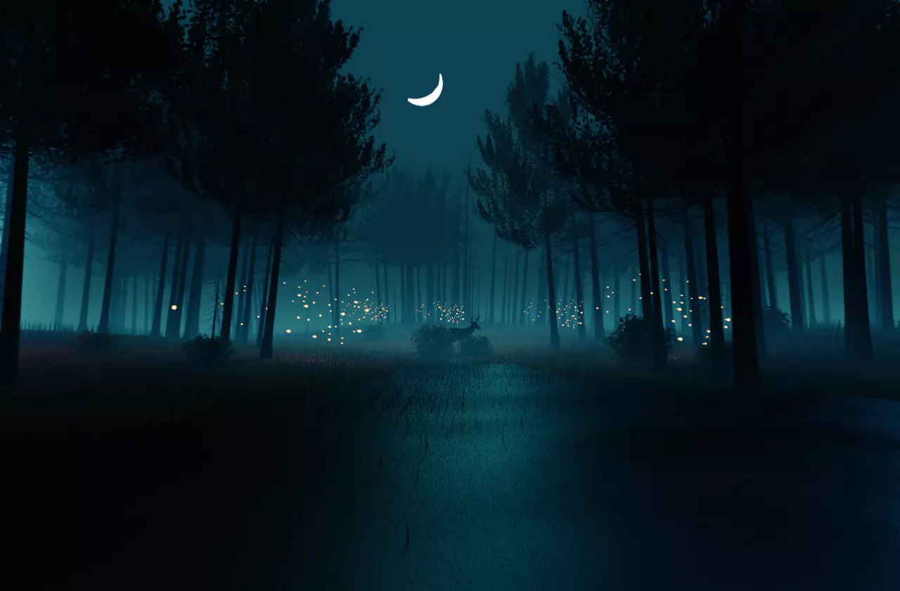 Nordic Night Forest 3D model_0