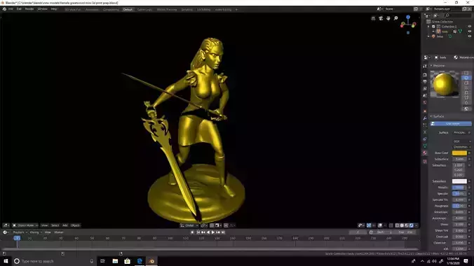 female warrior 3d print rdy