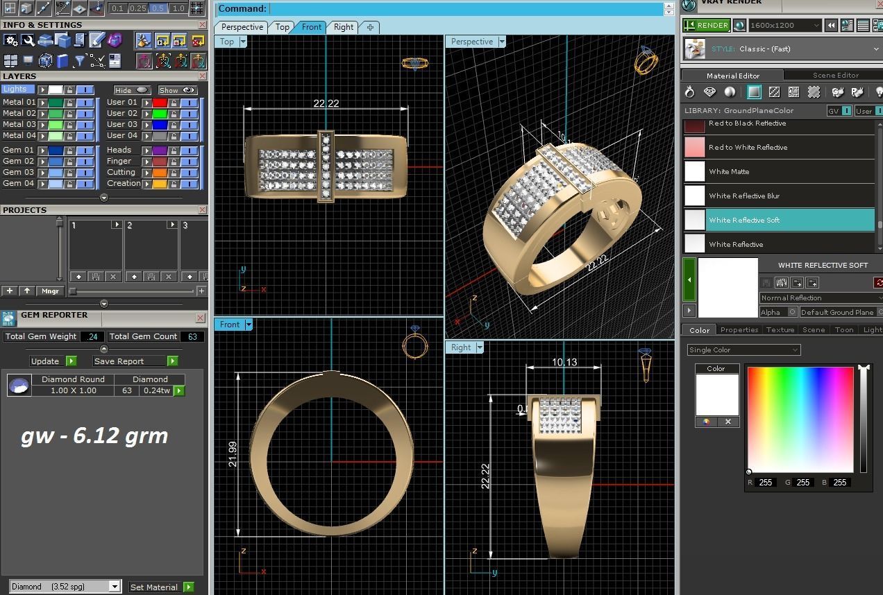 Men groom solitaire ring 3dm render detail 3D print model_8