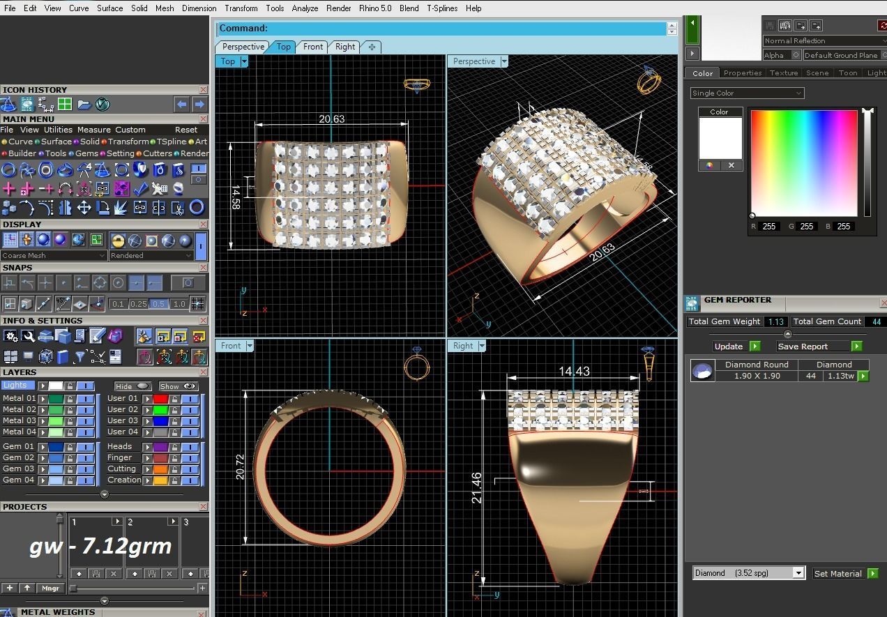Men groom solitaire ring 3dm render detail 3D print model_2