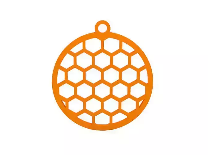 Earring orange honeycomb pendant