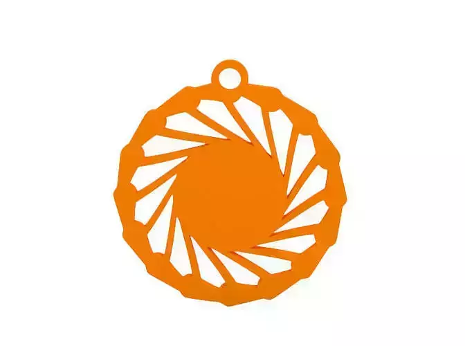 Earring orange pendant with circular design