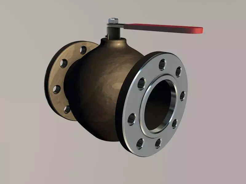 Pipe ball valve Low-poly 3D model