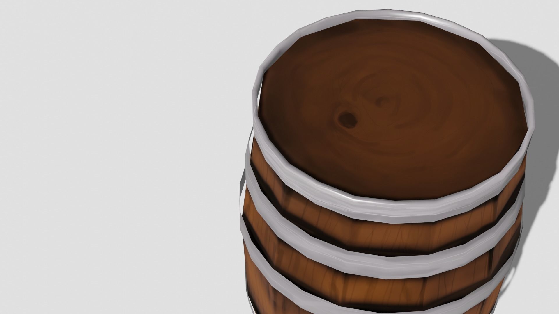 Wooden barrel cartoon Free low-poly 3D model_1