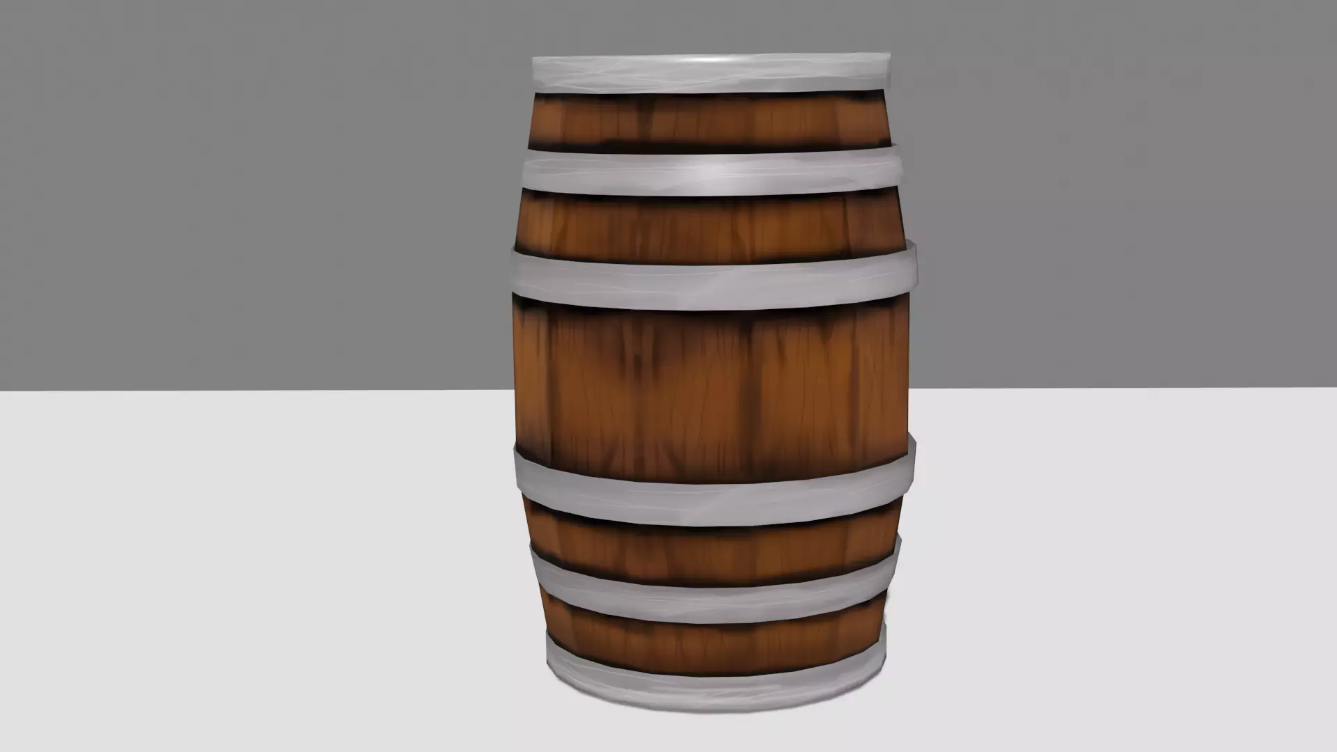 Wooden barrel cartoon Free low-poly 3D model_0