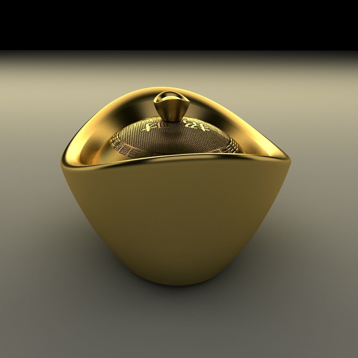 Chinese gold Ingot 3D model_8