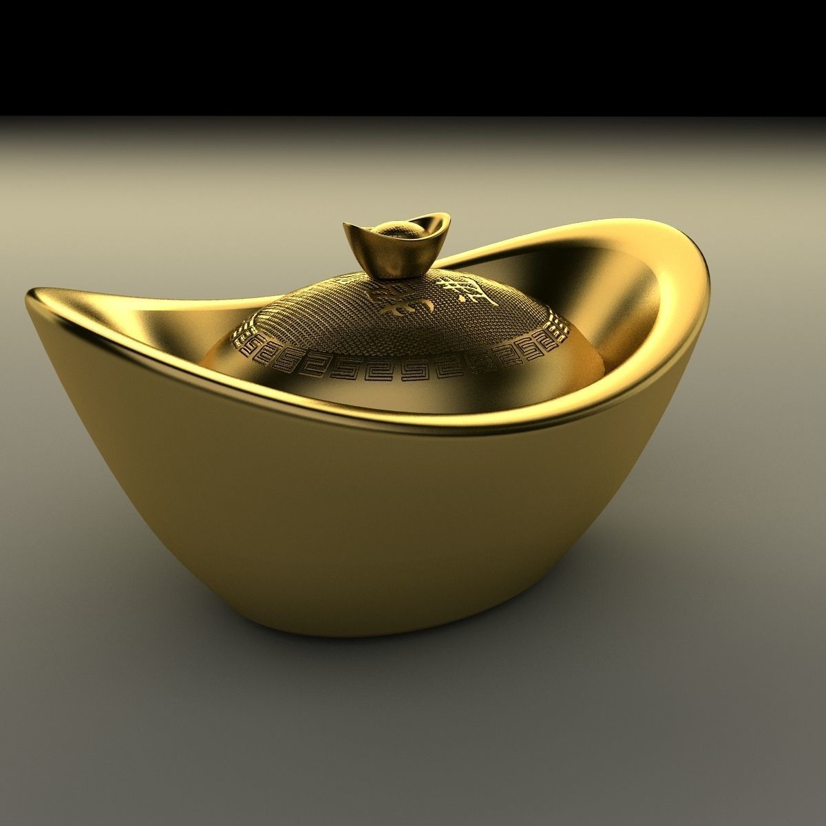 Chinese gold Ingot 3D model_5