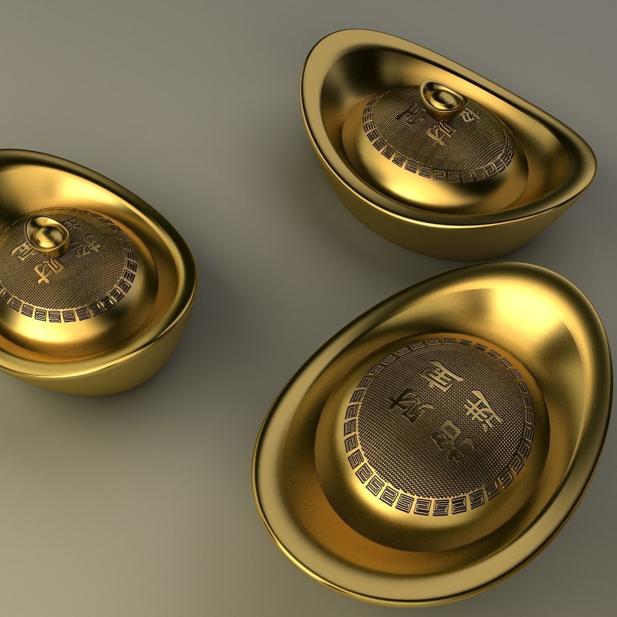 Chinese gold Ingot 3D model_6