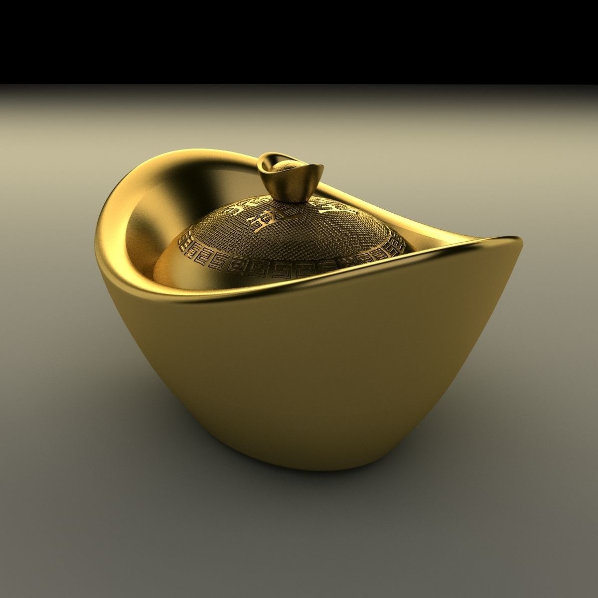 Chinese gold Ingot 3D model_10