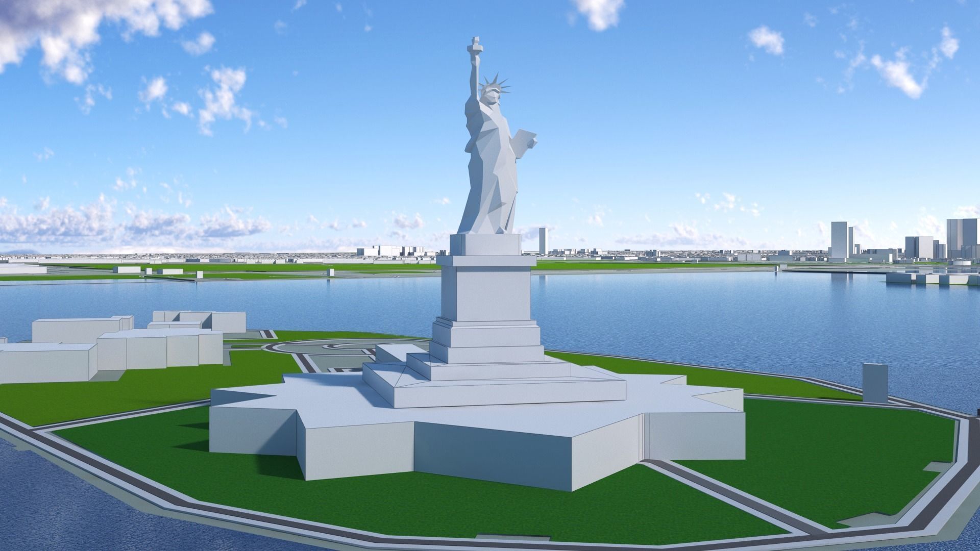 Manhattan New York City And Surroundings PBR Low-poly 3D model_12