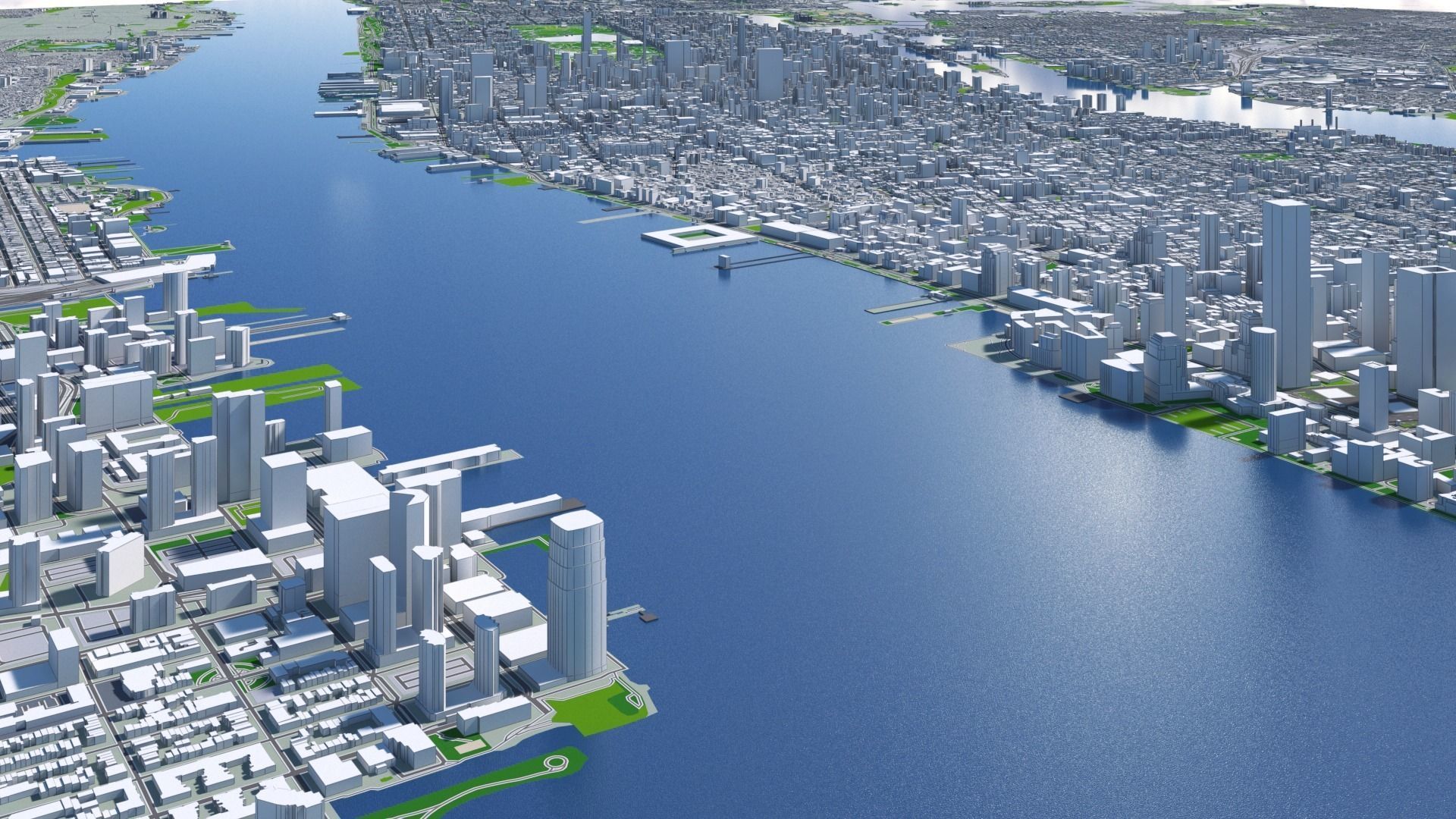 Manhattan New York City And Surroundings PBR Low-poly 3D model_27