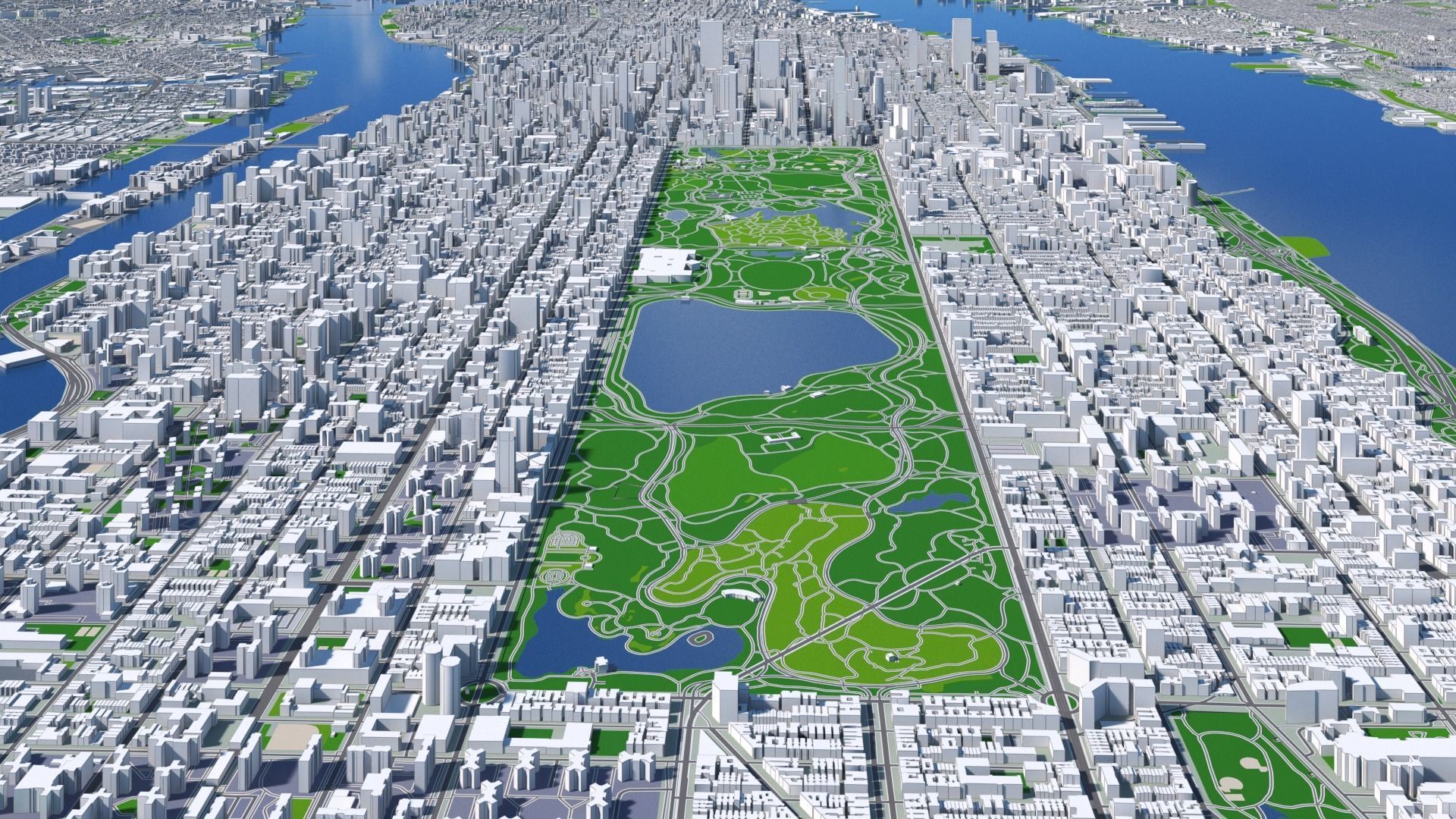 Manhattan New York City And Surroundings PBR Low-poly 3D model_1